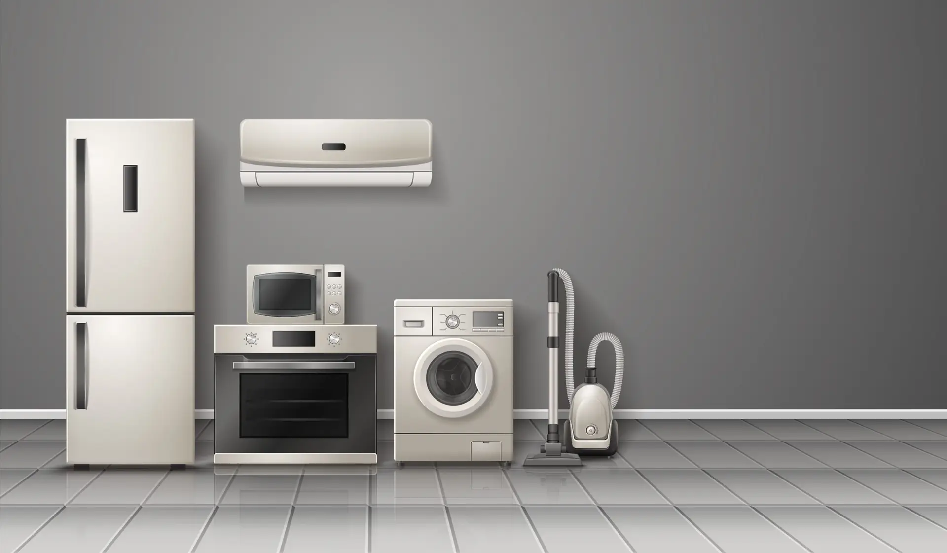 household appliances realistic composition